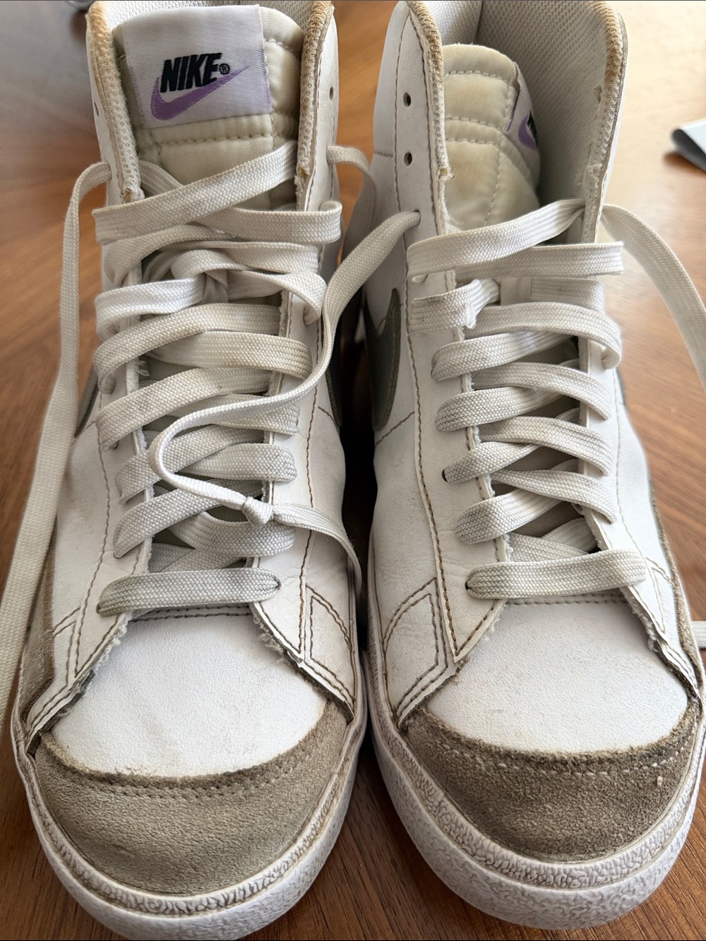 Nike Women’s White Sneakers with Tan Suede Toe
